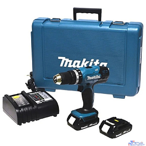 Makita DHP453SYE Дрель-шуруповерт аккумуляторная ударная [DHP453SYE] {18В,2х1.5Ач Li-ion,БЗП-13мм,0-400\1300об\м,42\27Нм,1.7кг,чем,совм с 4Ач Li-ion}