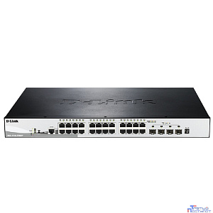 D-Link DGS-1510-28XMP/A1A PROJ Управляемый L2+ стекируемый коммутатор с 24 портами 10/100/1000Base-T и 4 портами 10GBase-X SFP+ (24 порта PoE 802.3af/at, PoE-бюджет 370 Вт)