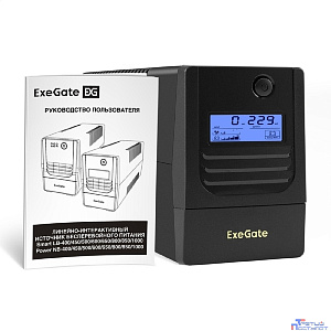 Exegate EX299498RUS ИБП ExeGate Smart LB-650.LCD.AVR.2SH (650VA/390W, LCD, AVR, 2*Schuko, батарея 12V 7Ah, Black)