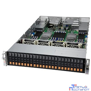 Supermicro SYS-240P-TNRT SERVER SYS-240P-TNRT (X12QCH+, CSE-218HTS-R2K08P) 4x Socket P+ LGA-4189, 48DIMM, X710-TM4 2x 10G RJ45 + 2x 10G SFP+ port; 24 Hot-swap 2.5"" NVMe/SAS3/SATA3 drive bays