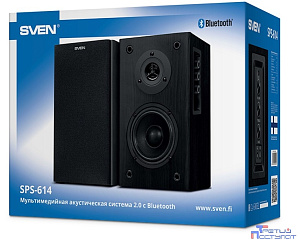 SVEN SPS-614, чёрный, акустическая система 2.0, мощность 2x20 Вт(RMS), Bluetooth