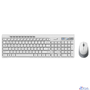 Клавиатура + мышь Genius Smart Slimstar 8230 WHITE {USB,1 мини-ресивер на оба устройства,104 кл кнопка SmartGenius,  мембранная,800-1600 DPI} [31340015402]