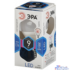 ЭРА Б0029042 Лампочка светодиодная STD LED P45-9W-840-E14 E14 / Е14 9Вт шар нейтральный белый свет
