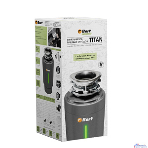 Bort Измельчитель пищевых отходов TITAN 6000 CONTROL {Мощность л.с. 0,75 ; 600 Вт; 5,2 кг/мин; 4000 об/мин; 1400 мл; Металл ; набор аксессуаров 8 шт} [93417876]