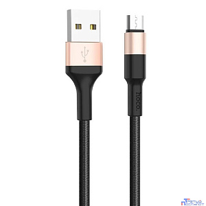 HOCO HC-80213 X26/ USB кабель Micro/ 1m/ 2A/ Нейлон/ Black&Gold
