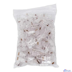 Filum Коннектор FL-NA-PLUG5E-1 RJ-45, 5E кат., 8p8c, 6 мкм, универсальный, для одножильного и многожильного кабеля, уп/100 шт