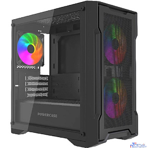 Powercase Корпус Mistral Micro X3B ARGB, Tempered Glass, 3x 120mm ARGB PWM Fan, чёрный, mATX  (CMMXB-A3)
