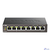D-Link DGS-1008P/F3A Неуправляемый коммутатор с 8 портами 10/100/1000Base-T (4 порта PoE 802.3af/at, PoE-бюджет 60 Вт)