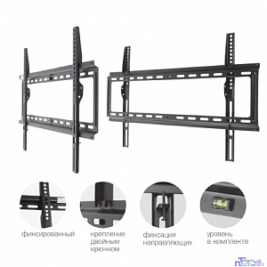Kromax IDEAL-1 new black,  Кр. стал. наст. для TV 32"-90", max 55 кг, 0 ст св., от ст. 23 мм, max VESA 600x400 мм.