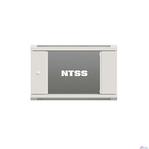 NTSS Шкаф настенный телекоммуникационный NTSS W 6U 600х450х370мм, 2 профиля 19, дверь стеклянная, боковые стенки съемные, задняя стенка, разобранный, серый RAL 7035 NTSS-W6U6045GS