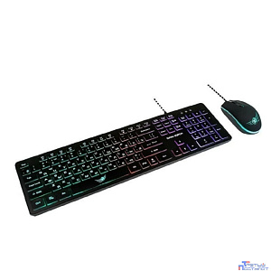 Dialog Проводной игровой набор KMGK-1707U BLACK Gan-Kata - клавиатура + опт. мышь с RGB подсветкой