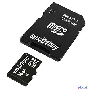 Micro SecureDigital 16Gb Smartbuy SB16GBSDCL10-01LE {Micro SDHC Class 10, SD adapter}