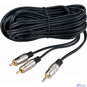 Rexant (17-4225) Шнур Стерео 3,5мм - 2 RCA, 5м, Gold-металл