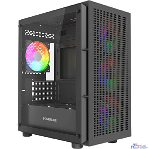 Powercase Mistral Micro EM17, Tempered Glass, 4x120mm ARGB PWM fan, чёрный, mATX  (CMMEM17B-A4)