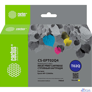 Картридж струйный Cactus CS-EPT02Q4 T02Q желтый (660мл) для Epson WorkForce Enterprise WF-C20600D4TW