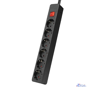 Filum Сетевой фильтр FL-SP6-3.0M-16, 4000 Вт., 6 розеток, защитные шторки, шнур 3.0 м., черный {00-01099765}