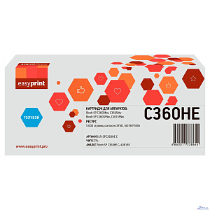 Тонер-картридж EasyPrint LR-SPC360H C для Ricoh SP C360DNw/C360SNw/C360SFNw/C361SFNw (5000 стр.) голубой, с чипом, 408185