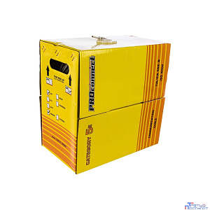 PROconnect (01-0043-3) Кабель витая пара омедненный U/UTP, CCA, CAT 5e, PVC, 4PR 24AWG, INDOOR, SOLID, серый, 305м