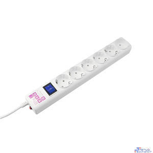 PowerCube Фильтр-удлинитель (SPG(5+1)-16B-1,9M) 6 розеток, 1.9м,16А/3,5кВт, белый