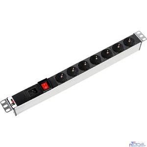 REM Блок розеток Rem-16 с выкл., 7 Schuko, вход IEC 60320 C20, 16A, алюм., 19"" (R-16-7S-V-440-Z)