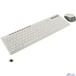 Клавиатура + мышь Genius Smart Slimstar 8230 WHITE {USB,1 мини-ресивер на оба устройства,104 кл кнопка SmartGenius,  мембранная,800-1600 DPI} [31340015402]