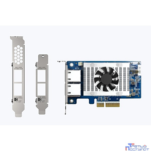 Сетевая карта/ QNAP QXG-10G2T-X710 LAN Expansion Card, PCIe Gen3 x4, Two 10GbE (10G / 5G / 2.5G / 1G / 100M)) Ports with SR-IOV and iSCSI, Block-based, Supports Multiple Virtual Disk Modes