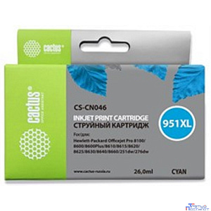 Cactus CN046AE Картридж №951XL голубой (26мл) для HP DJ Pro 8100/8600