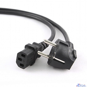 Кабель питания Cablexpert 1.8м, Schuko- C13, 6А, черный, с заземлением, пакет [PC-186]