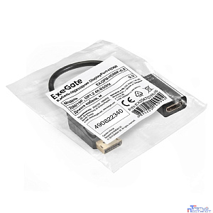 Exegate EX294707RUS Кабель-переходник DisplayPort-HDMI ExeGate EX-DPM-HDMIF-0.2 (20M/19F, DP1.2 4K@60Hz, 0,2м)