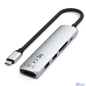 Док-станция Satechi ST-P6SS 6-IN-1 USB-C SLIM MULTIPORT ADAPTER, SILVER
