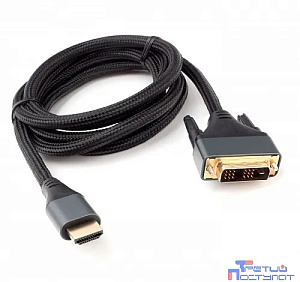 Кабель HDMI-DVI Cablexpert CC-HDMI-DVI-4K-6, 19M/19M, single link, 4K, медь, нейлоновая оплетка, метал.разъемы, 1.8м, черный, коробка