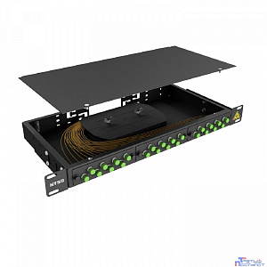 NTSS Кросс 19" NTSS PREMIUM, предсобранный 1U, 20 портов FC/APC, 9/125 мкм, (сплайс, пигтейлы, кдзс, планки, адаптеры), черный, RAL9005 NTSS-RFOB-PM-1U-20-FC/A-9-SP1.5G2A-BL
