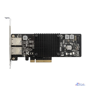 Exegate EX292507RUS Сетевой адаптер ExeGate EXE-X550-T2 (PCI-E x8 v3.0, порты 2xRJ45 (медные), 10Gb/s (10/5/2.5/1Gb/s, 100Mb/s), Server NIC Intel Chipset X550)