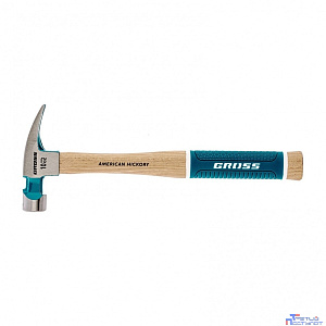 GROSS Молоток-гвоздодер,280 г, угол 75, магнит, обрезиненная рукоятка AMERICAN HICKORY  [10417]