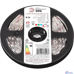 ЭРА Б0035606 Светодиодная лента LS5050 -14,4-60-12-RGB-IP20-1 year-5m