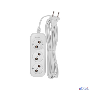 PROconnect (13-4207) Удлинитель 3 гнезда, 5м, 2х0,75мм?, б/з, белый