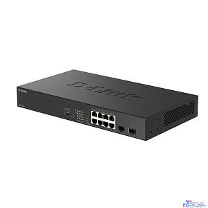 D-Link DGS-1010P/B1A Конфигурируемый коммутатор с 8 портами 10/100/1000Base-T, 2 портами 1000Base-X SFP и DIP-переключателем (8 портов PoE 802.3af/at, PoE-бюджет 125 Вт, дальность до 250 м)
