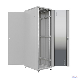 NTSS Шкаф напольный универсальный серверный NTSS R 22U 600х800мм, 4 профиля 19, двери стекло и сплошная металл, боковые стенки съемные, регулируемые опоры, разобранный, серый RAL 7035 NTSS-R22U6080GS-