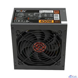 Ginzzu PB450 12CM 80+ black,APFC,20+4p,1 PCI-E(6+2), 4*SATA, 2*IDE, OEM