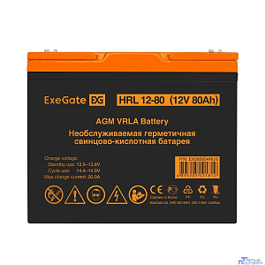 Exegate EX285654RUS Аккумуляторная батарея ExeGate HRL 12-80 (12V 80Ah, под болт М6)