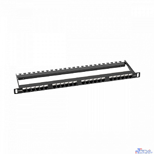 NTSS Патч-панель NTSS PREMIUM 0.5U 24 порта RJ45 UTP cat.6, Dual IDC с задним кабельным органайзером NTSS-PP2-PM-0.5U-24-UTP-RJ45-6-D