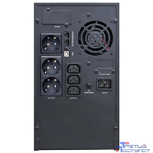 Импульс ИБП Юниор ПРО 3000 {3000 ВА/2400 Вт, LCD, USB, RJ-45/RJ-11, слот для SNMP, АКБ 4х9Ач, IEC-C13x3 +  SCHUKOx3},черный