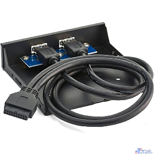 Exegate EX280446RUS Планка USB на переднюю панель Exegate U3H-615, 3,5", 2*USB 3.0, черная, подсоединение к мат. плате