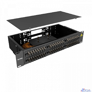 NTSS Кросс 19" NTSS PREMIUM, предсобранный 2U, 48 портов SC/UPC, 50/125 мкм, (розетки, сплайс 2шт, КДЗС, пигтейлы), черный, RAL9005 NTSS-RFOB-PM-2U-48-SC/U-50-SP1.5G1A-BL