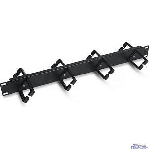 Cabeus JB08-1U-45-BK Кабельный органайзер горизонтальный 19" 1U двухсторонний, 8 пластиковых колец под углом 45 градусов