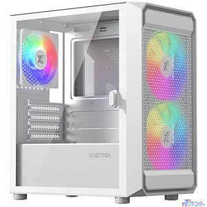 XASTRA Корпус  A303M 3ARGB White mATX/Mesh/ tempered glass / 2x140mm + 1x120mm ARGB PWM fans/ Door/ A303M-2FC14A-1FC12A-D-WH