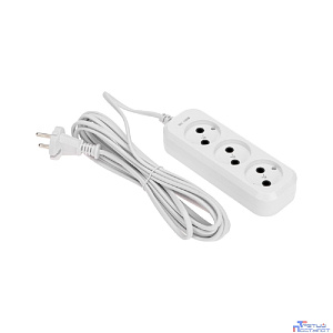 PROconnect (13-4207) Удлинитель 3 гнезда, 5м, 2х0,75мм?, б/з, белый