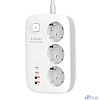 LDNIO SE3436/ Сетевой удлинитель 2м/ 3 розетки/ 3250W/ 4 USB: QC 4.0+PD 3.0+PPS/ GAN 65W/ White