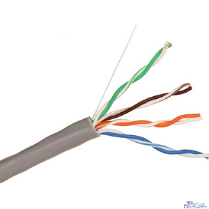 Exegate EX256748RUS Кабель UTP 4 пары кат.5e Exegate бескислородная медь,24AWG, FLUKE® test pass, бухта 305м, серый, PVC