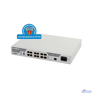 ELTEX ESR-200 FSTEC Межсетевой экран A4, 4x10/100/1000BASE-T, 4xCombo 10/100/1000BASE-T/1000BASE-X SFP, 1xUSB 2.0, 1xUSB3.0, 1 слот для SD-карт, 4 ГБ RAM, 1 ГБ NAND-Flash, 220 В AC